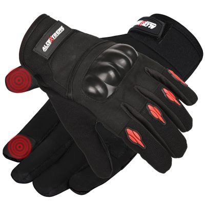 Allextreme Full Finger Bike Riding Gloves with Breathable Mesh Anti-Skid Surface Screen Touch Strong Knuckle Protective Shells Glove for Cycling Motorcycle Climbing Mountaineering Hiking (M, Black)
