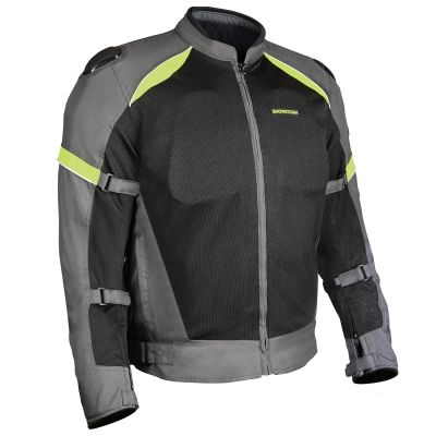 Allextreme SNOWSTORM Bike Riding Jacket CE Level 2 Certified Armour Protector Back Elbows Shoulders Protection Mesh Fabric Motorcycle Rider Gear for Bikers (3XL, Black & Green)