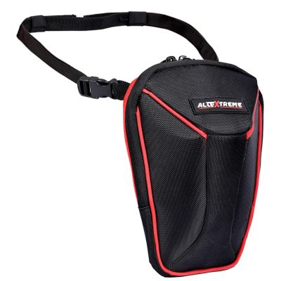 Allextreme Thigh Waist & Sling Bag Water-Resistant Drop Leg Tactical Fanny Pack for Men & Women Adjustable Hard Shell Thigh Bag for Bikers for Riding, Camping & Outdoor Sports (Black & Red)