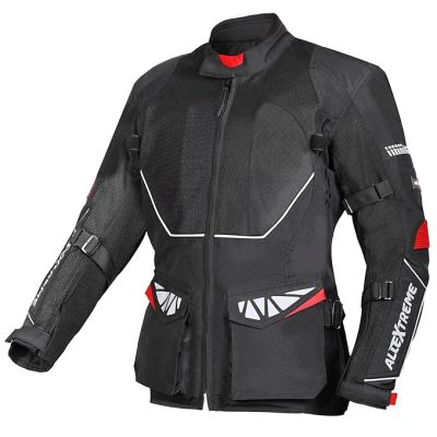 Allextreme RALLY Unisex Motorcycle Riding Jacket Polyester and Mesh Fabric with Back Elbow Shoulder CE Level 2 Certified Armour Chest Protection for Bikers (3XL, Black)