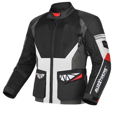 Allextreme RALLY Unisex Motorcycle Riding Jacket Polyester and Mesh Fabric with Back Elbow Shoulder CE Level 2 Certified Armour Chest Protection for Bikers (XL, Grey)