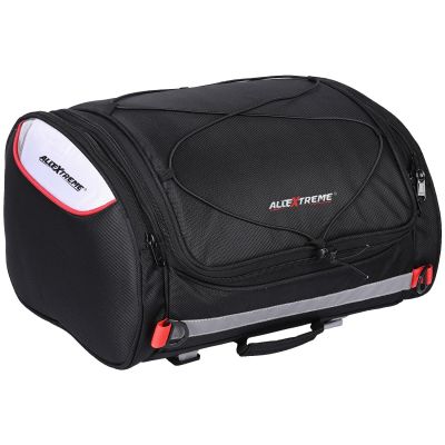 Allextreme 35L Motorcycle Tail Bag Lightweight Multi-Pocket Biker Storage with 4 Point Mounting System YKK Pullers Zippers & Removable Strap for All Motorcycles (Black, Pack of 1)