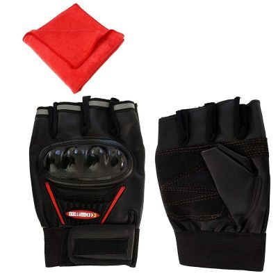 Allextreme Bike Racing Half Finger Gloves Soft, Large & Breathable Design Ideal for Biking & Gyming (Black)