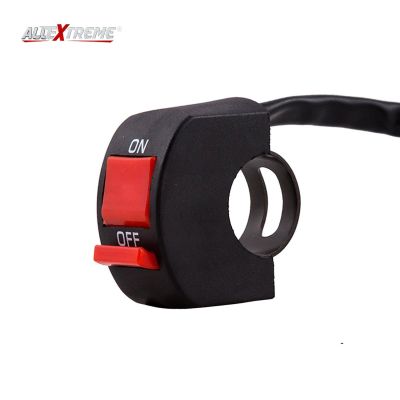 AllExtreme EXHBS98 Handle Bar Switch Toggle On Off Headlight Switch for Lightning Push Button for Motorcycles Bicycle Motorbike ATVs Scooters & Snowmobiles (Red)