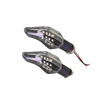 Allextreme EXLUI2P L-Type 12 LED Side Indicator Light Front Rear Universal Fit Turn Signal Lamp for Bikes and Motorcycles (Blue, 2 PCS)