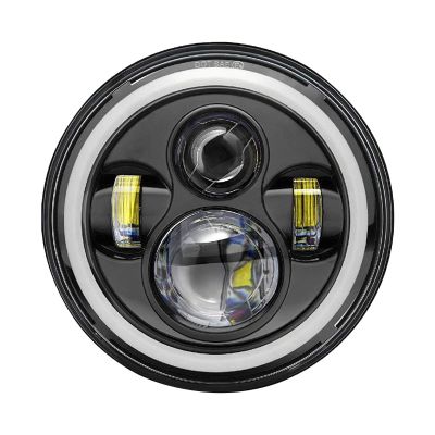 Allextreme 7 Inch Full Ring Round LED Headlight with Hi/Low Beam and Angel Eye Lamp for Harley Davidson Jeep Wrangler (Pack of 1)