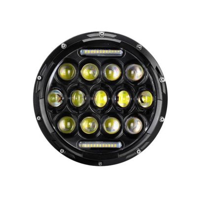 Allextreme EX13H1P 7inch Round Ring 13 LED Headlight with Turn Signal Lights for Jeep Wrangler (12-30V, 75W, Pack of 1)