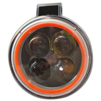 Allextreme EX4LD1O 20W Fog Light Spot Beam Waterproof Round Driving Work Light with Orange Outer Ring for Motorcycles Jeeps Trucks Boats and Cars (White & Orange, 1 PC)