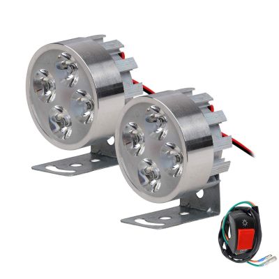 Allextreme EX4RFS2 4 LED Small Round Fog Light Waterproof Off Road Driving Worklight for Motorcycle and Cars (12W, White Light, 2 PCS)