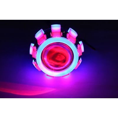 Allextreme Original Projector Lamp High Intensity Led headlight Lens projector (High beam, Low Beam,Flasher function) For - All Bikes (Blue Red Blue)