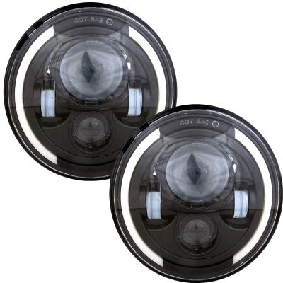 AllExtreme EX7IRH2 7 Inch Round LED Headlight with High Low Beam and Dual DRL Light for Harley Davidson Jeep Wrangler (75 Watt, 2 PCS)