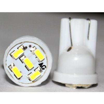 Allextreme 2pcs T10 Wedge 5-SMD 1206 Colouring 7000K LED Bulbs 194 168 175 2825 W5W 158 161 For License Plate Light, Parking Light,(White)