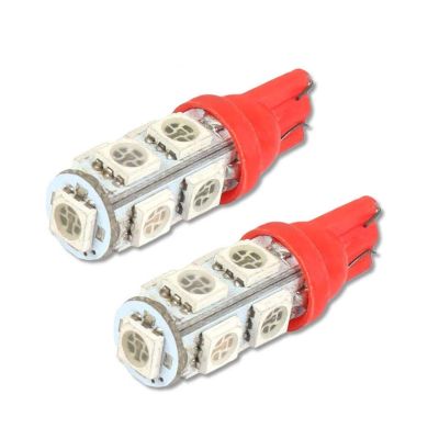 Allextreme EXT10R2 Universal T10 LED Parking Light 9 SMD Super Bright Interior Pilot License Plate Dome Indicator Lamp Bulb for Car Bike and Motorcycle (3W, Red, 2 PCS)