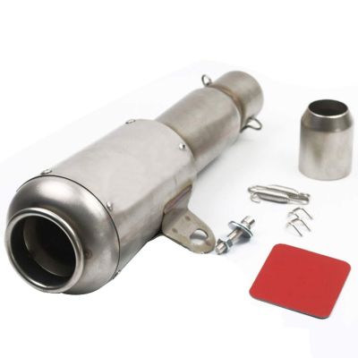 AllExtreme EXLGE51 51mm Inlet Long Launcher Grenade Shape Exhaust Pipe Muffler Silencer Compatible for Scooter Motorbike Dirt Bike ATV Quad Bike (Silver)