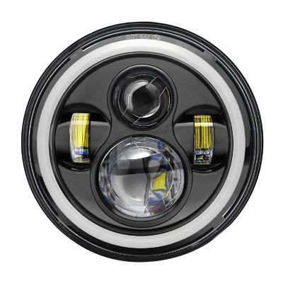 Allextreme EX7IFH1 7 Inch Round LED Headlight with Halo Angle Eyes & Hi/Low Beam Headlamp for Jeep Wrangler Harley Davidson (Pack of 1)