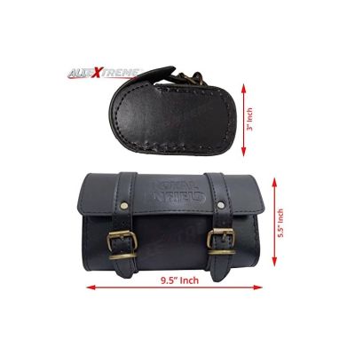 Allextreme EXBSBUB Motorcycle Backseat Saddle Bag Water Resistant Leatherette Front & Rear Seat Bike Tool Kit Storage Organizer Compatible with Bullet (Black)