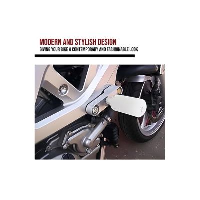 AllExtreme Motorcycle Footrest Universal Mini Metal Rear Foot Pegs with Additional Fittings for Motorbikes- White, Set of 2