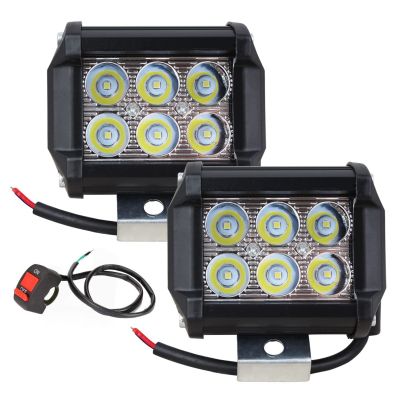 Allextreme 18 Watt 6 LED CREE Fog Light Drl Lamp with On Off Button Switch for All Motorcycles, Atv, Boats & Cars (White)