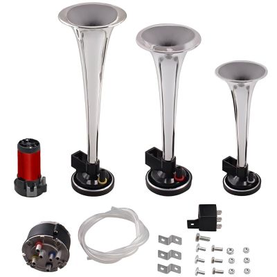 AllExtreme EXCAHS3 Car/Bikes Air Horn with 12 Volt Air Compressor and Attachment Screws and Brackets (Silver)