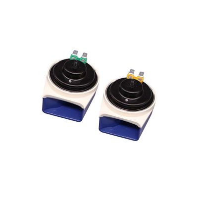 AllExtreme EXASHM2 Super Loud Air Siren 12V 510Hz Waterproof Horn Kit with 22 Magic Sounds 115DB Speaker for Cars, Truck, Train, Boat & Bike (2 PCS, Multicolour)
