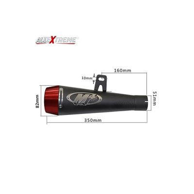 AllExtreme EX51SLR 51mm Inlet Long Grenade Launcher Shape Exhaust Pipe Muffler Silencer with Explosion Fire Shot Sound Compatible for Scooter Motorbike (Red Tail)