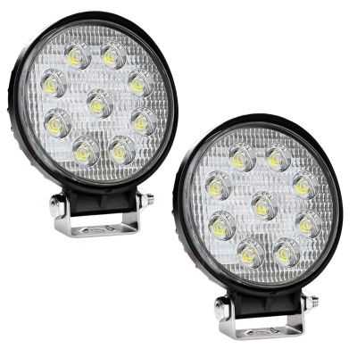Allextreme EX4RNF2 9 LED Round Fog Light 4 Inch Waterproof Flood Lamp with Mounting Brackets for Motorcycle and Cars (27W, White Light, 2PCS)