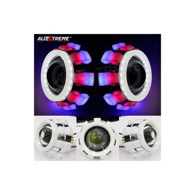 Allextreme EXPLBRW Projector LED Lamp 12v IP65 Waterproof 3-stylish Angel Ring Compatible with Cars, Motorcycles & Other Vehicles- Multicolor