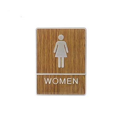 AllExtreme Wooden Finish Toilet Restroom Washroom Aluminium Frame Door Signboard with Strong Sticky Back (Women)