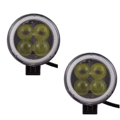 AllExtreme EX4LD2R 4 LED Fog Light Spot Beam Waterproof Pod Driving Work Light with Red Outer Ring for Motorcycle Jeep Truck Boat and Cars (20W, White Light and Red, 2 PCS)