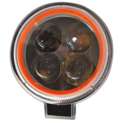 Allextreme EX4LD1O 4 LED Fog Light Spot Beam Waterproof Driving Work Light with Outer Ring for Motorcycle Jeep Truck Boat and Cars (20W, White Light and Orange, 1 PC)