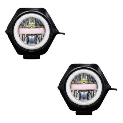 Allextreme EXU23F2 30W U23 Auxiliary Fog Lamp Waterproof Driving Spot LED Lights with Blue Demon & Red Angel Eyes for Bikes Cars Trucks ATVs SUVs Jeeps Boats (Multicolor, 2 PCS)