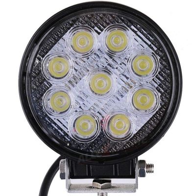 Allextreme EX9RWY1 9 LED Round Fog Light 4 Inches Waterproof Driving Lamp with Mounting Bracket for Car and Motorcycles (27W, Yellow Light, 1 PC)