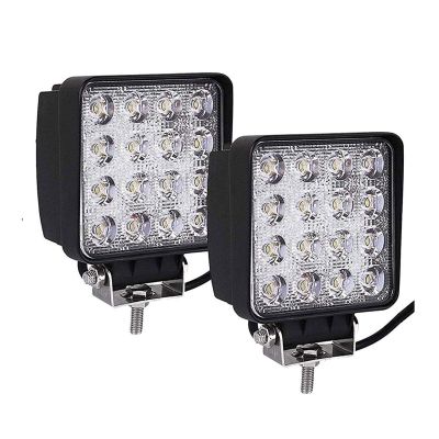 Allextreme EX4ISF2 4 Inch 16 LED Fog Light Square Pod Waterproof Flood Driving Lamp for Car, Off Road Truck, ATV and UTV (48W, White, 2 PCS, 6 Months Warranty)