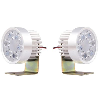 Allextreme EX6LRF2 Universal 6 LED Round Fog Auxiliary Light with Metal Stand for Bikes Motorcycle and Cars (18W, White Light, 2 PCS)