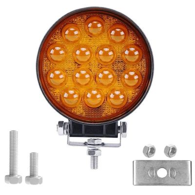 AllExtreme EX14RY1 14 LED Round Fog Light 4 Inches Waterproof Off Road Driving Lamp for Car and Motorcycle (42W, Yellow Light, 1 PC)