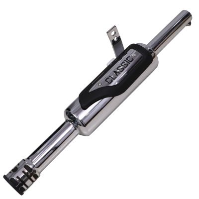 AllExtreme EX129 Indori Model Exhaust Silencer Compatible for BS3 and BS4 Model Royal Enfield Bullet 350cc and 500cc (Chrome)