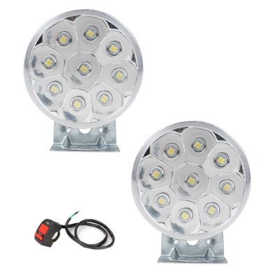 Allextreme EX9SFS2 9 LED Round Fog Light 3 Inches Off Road Driving Lamp with Handlebar Switch for Motorcycle, Car and Bikes (9W, White Light, 2 Pcs)