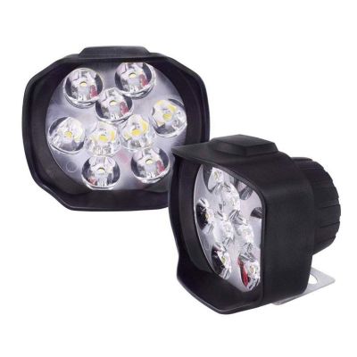 Allextreme EX9FWW2 Imported 9 LED Fog Light Spot Beam Waterproof Heavy Duty Pod Driving Work Lamp for Motorcycle Bike Car and SUV (15W, White Light, 2 PCS)