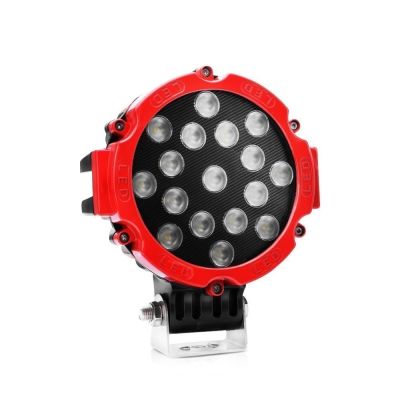 Allextreme EX7M2R1 7 Inch Round Led Fog Light Universal 17 LED Off Road Driving Roof Lamp for Jeep Bikes and Cars (51W, White Light, 1 PC)