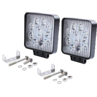 Allextreme EX9SW2P 9 LED Square Fog Light 4 Inch CREE Spot Beam Work Lamp with Mounting Brackets for Car and Motorcycle (27W, White Light, 2 PCS)
