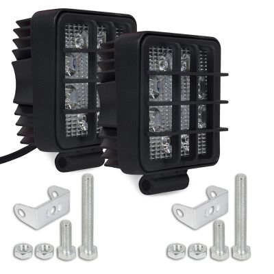 Allextreme EX9LGF2 4 Inch Square Flood Beam 9 LED Fog Light with Mounting Bracket for Car and Motorcycle (27W, White Light, 2 PCS)