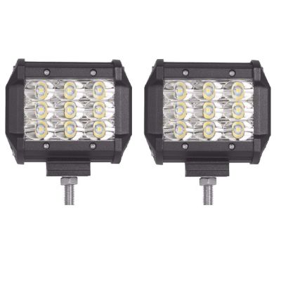 Allextreme EX9SFL2 9 LED Square Fog Light 4 Inches Waterproof Driving Spot Lamp with Adjustable Mounting Bracket for Cars Motorcycle and Bike (27W, White Light, 2 PCS)