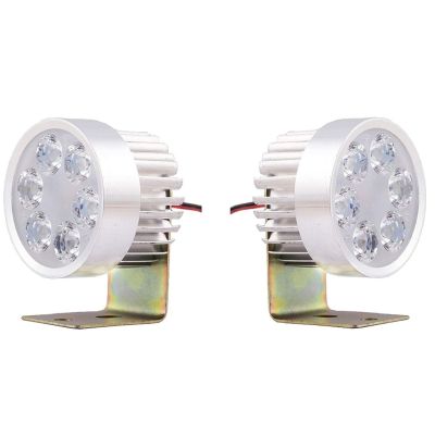Allextreme EX6RFW2 Universal 6 LED Round Fog Light Waterproof Off Road Driving Flood Lamp with Metal Stand for All Bikes and Cars (6W, White, 2 PCS)