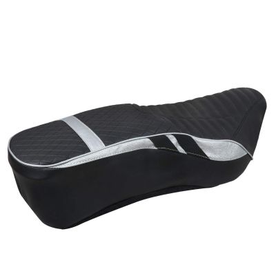 Allextreme EXTSCES PU Leather Motorcycle Bike Seat Cushion Cover Anti Skid Seat Cover Compatible for Bullet Electra 350cc and 500cc (Silver)