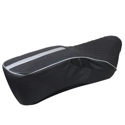Allextreme EXCSCES PU Leather Motorcycle Bike Seat Cushion Cover Anti Skid Seat Cover Compatible for Bullet Electra 350cc and 500cc (Silver)