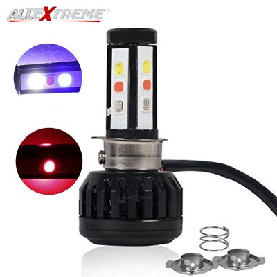 AllExtreme EX9Y4A1 3-Sided LED Headlight Conversion Kit with Cooling Fan 40W 1200LM Canbus Headlamp for Bike Car SUV (White Blue & Red)