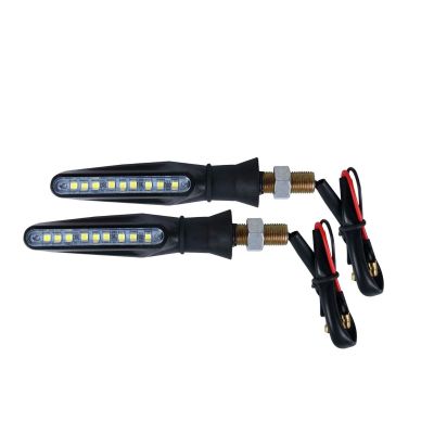 Allextreme EXBILW2 Bar Style 9 LED Side Indicator Light Front Rear Universal Fit Turn Signal Lamp for Bikes and Motorcycles (White, 2 PCS)