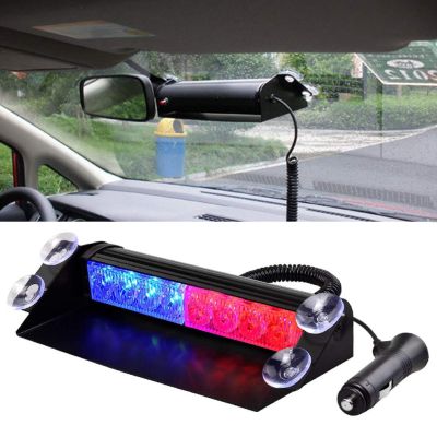 Allextreme AEXSL01 8 LED Car Emergency Dash Strobe Flash Warning Light Police Car Styling Lamp with Suction Cups for Interior, Roof and Windshield (Red and Blue, 8W)