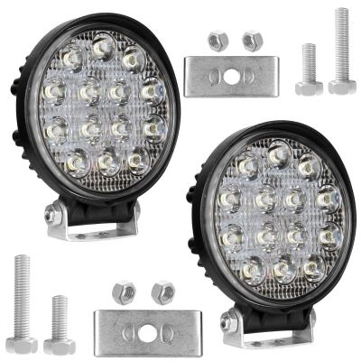 Allextreme EX14FL2 14 LED Round Fog Light Waterproof Driving Spot Flood Combo Beam Roof Bar Bumper Lamp Pod Cars, Jeeps and Bikes (42W, White, 2 PCS, 6 Months Warranty)