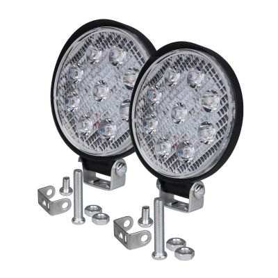 Allextreme EX9LRYW2 9 LED Round Fog Light 4.5" Waterproof Flood Spot Combo Beam Driving Strobe Lamp for Car, Bike and Motorcycles (27W, White and Yellow, 2 PCS)